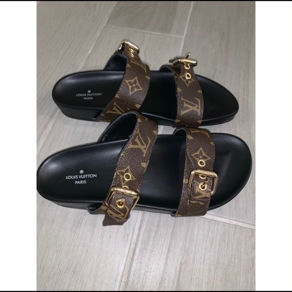 Louis Vuitton Bom Dia Two Strap Sandals Flat Mules